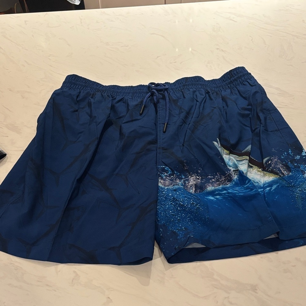 Wave Life Blue Swim Shorts with Marlin